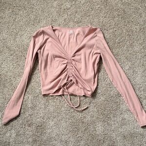 Hollister Pink Ruched Long Sleeve Top
